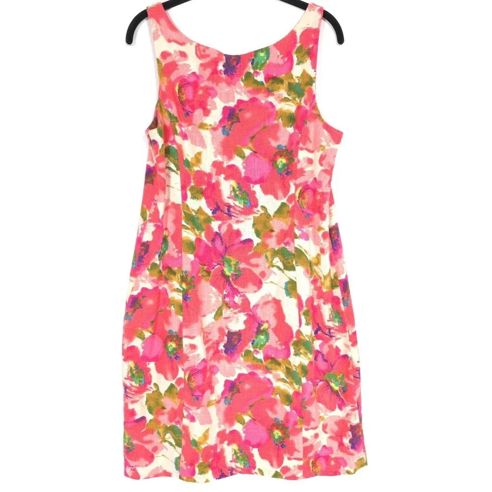ANTHROPOLOGIE 9-H15 STCL Dress Floral Linen Blend Knee Lenght Size 10  676504652 - Picture 8 of 9